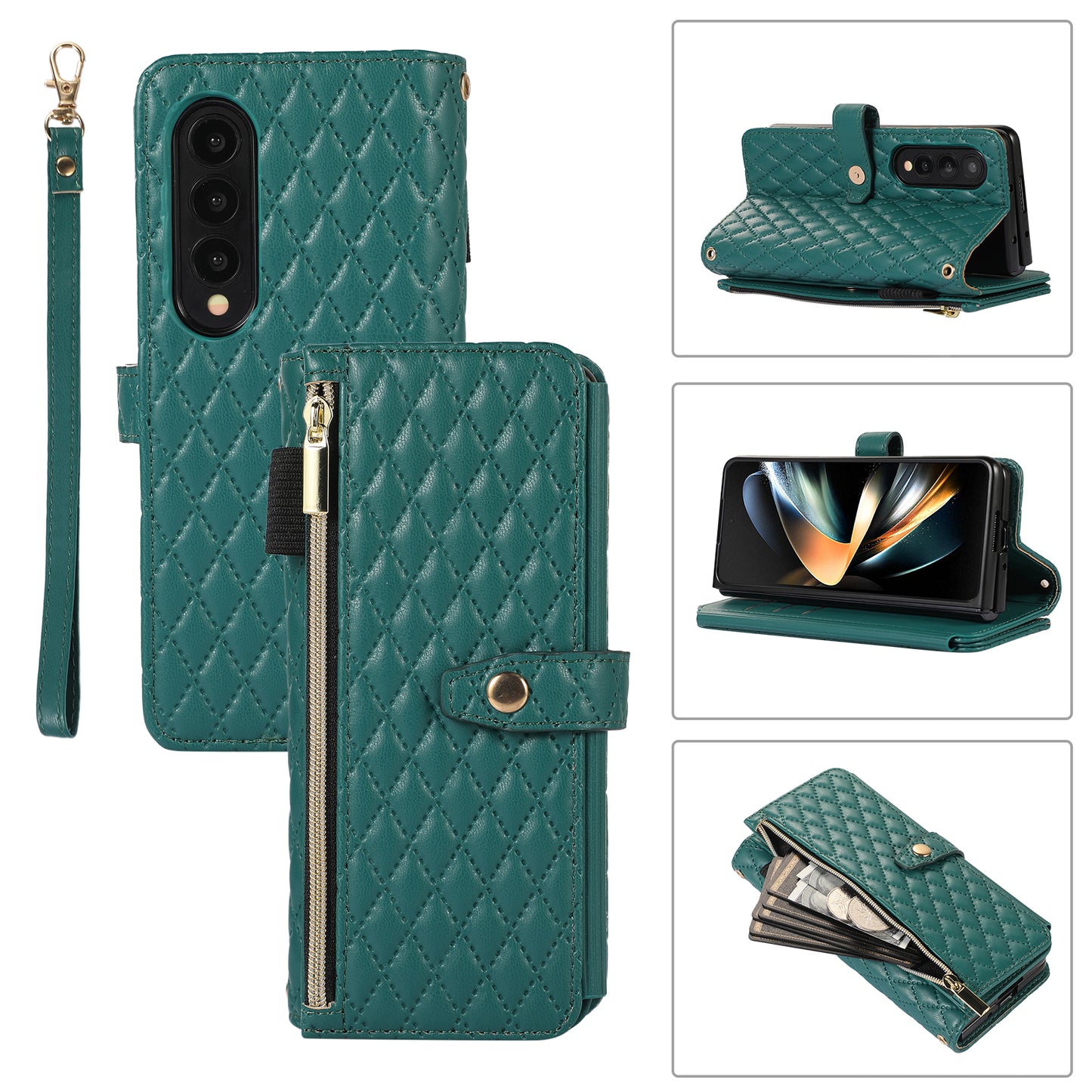 Fold Phone Case with Wallet, for Samsung Galaxy Z Fold 4/3